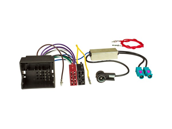Radio Adapter Kabel Audi und andere Fahrzeugmarken | Quadlock auf ISO + Diversity Antennenadapter | Phantomeinspeisung Fakra auf ISO